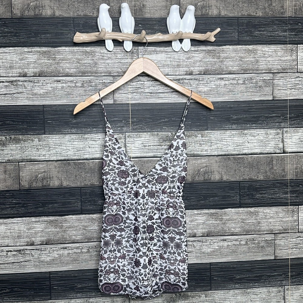 Chelsea28 Camisole Blouse Size Medium Floral Top Sleeveless Top CrissCross Back